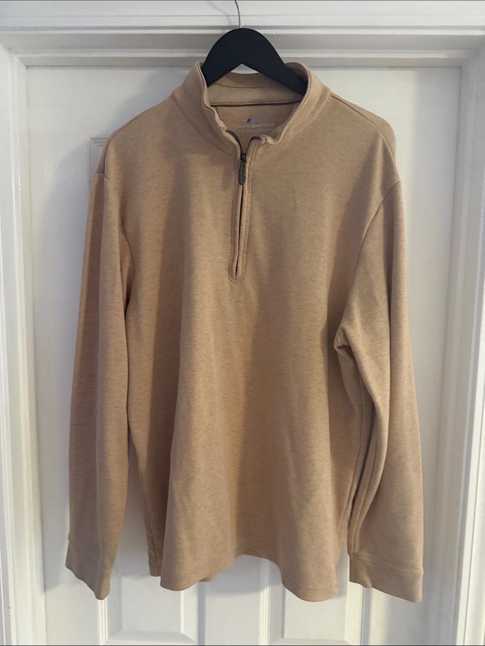 Vineyard Vines Men's Half-Zip Sweater in Tan